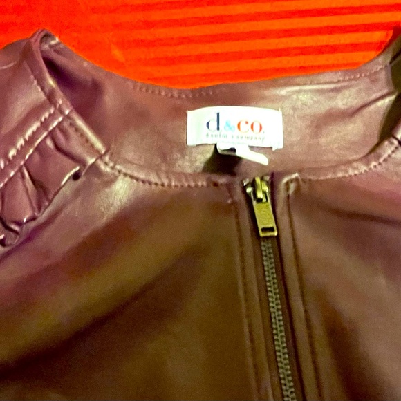 Pre-Owned Like New Deep Wine Denim & Co. Faux Purple Faux Leather Bomber Jacket - Picture 4 of 6